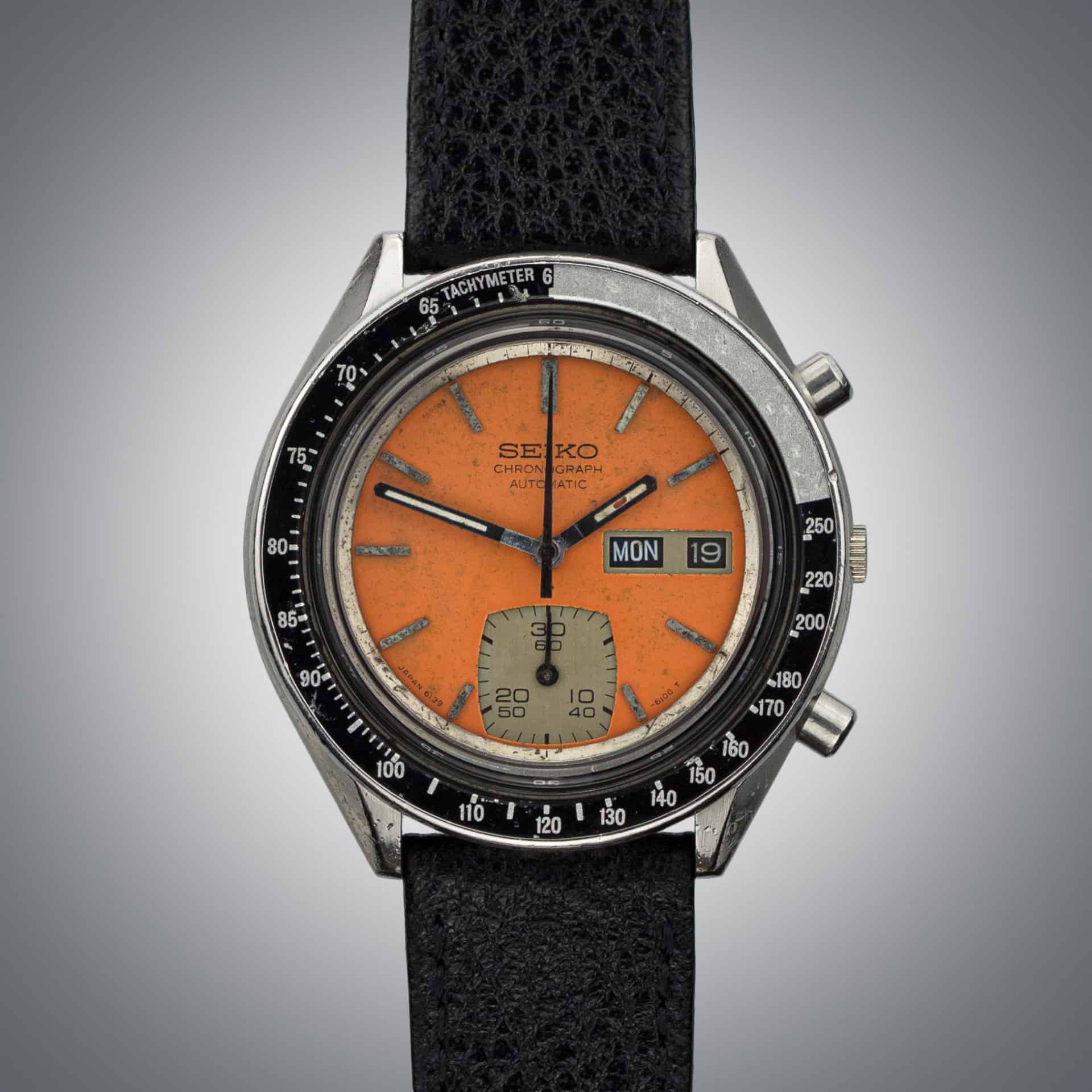 Vintage Seiko Ghost Bezel Chronograph ref. 6139 6040 Orange dial